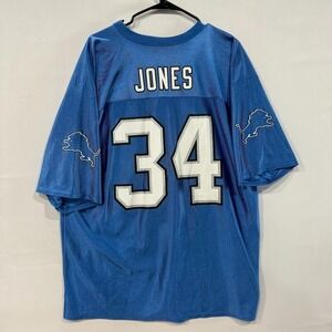 VTG NFL Players Detroit Lions Jersey #34 Jones‎ Men's XL Blue Football